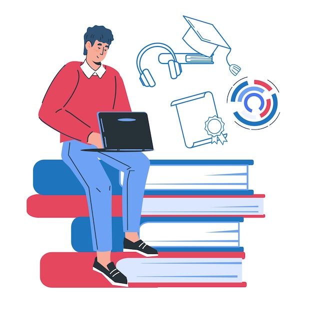 Corsi di istruzione e apprendimento ed emblema di eeducation o vettore di elementi di design del logo