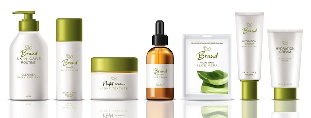 Cosmetici set di prodotti da collezione realistici