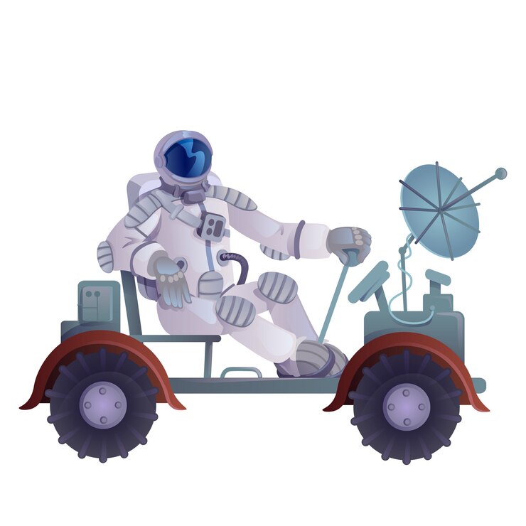 Vettore cosmonauta nel rover lunare