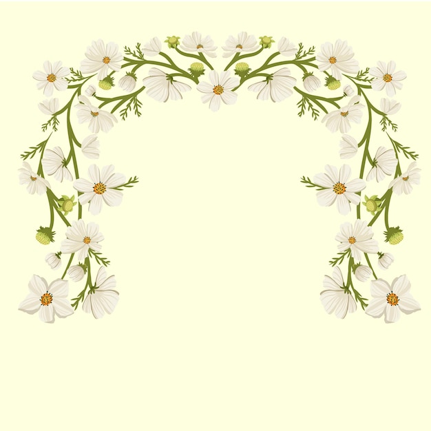 Cosmos White Arrangement Frame Border Wedding Flower top medio telaio