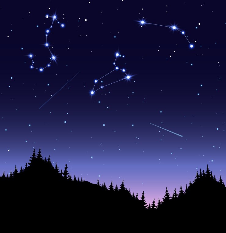 Costellazioni zodiacali con stelle scintillanti