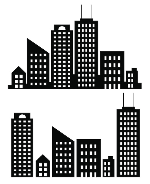 Costruire illustrazioni vettoriali di una silhouette della città