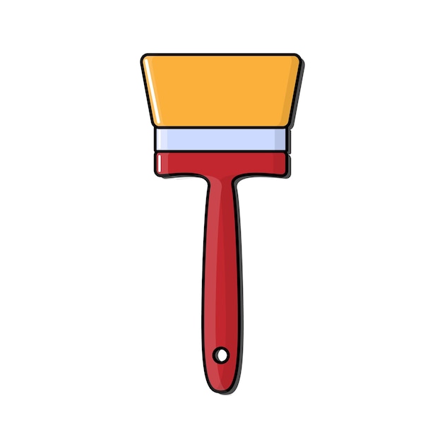 Costruire l'icona rossa e gialla di un pennello in legno di lana per dipingere pareti e oggetti