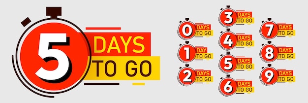 Countdown giorni rimasti banner Sconti e tempo di vendita Nove otto sette sei cinque quattro tre due uno zero giorni rimasti
