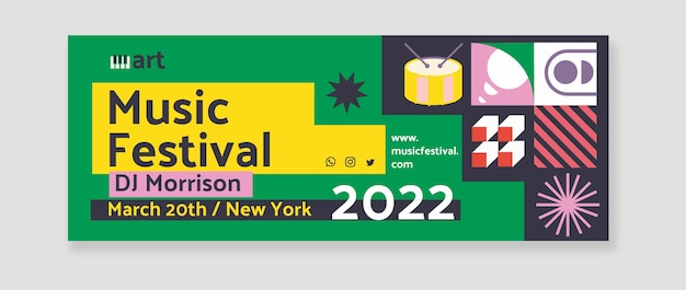 Cover di Facebook del festival musicale Flat Design Mosaic