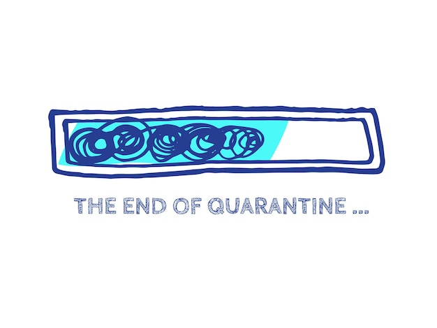 COVID-19 Vector Hand Drawn Loader Quarantine Illustration Website Sketch Bar con parte di riempimento regolabile La fine del coronavirus Progress Bar Status Infographic Element con 90 Indicatore completo
