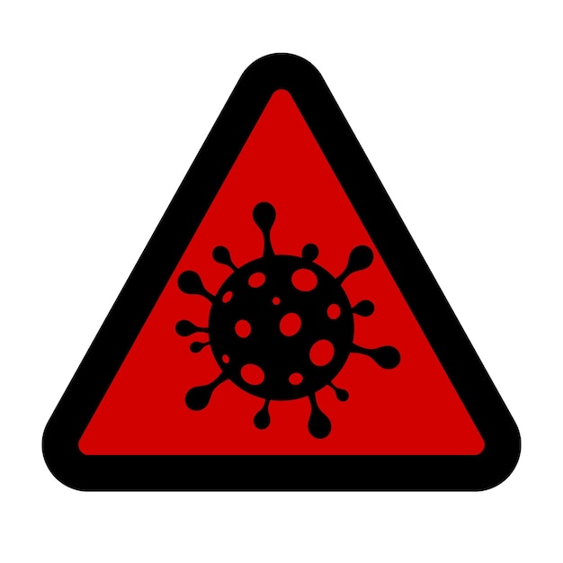 COVID19 2019nCoV Coronavirus triangolo rosso e colore nero Batteri su sfondo bianco illustrazione vettoriale isolata