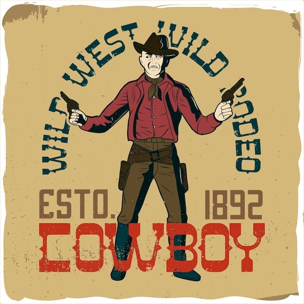 Cowboy con pistole e cappello