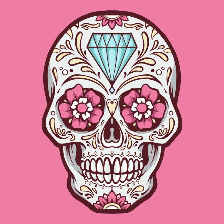 Vettore cranio di zucchero rosa illustrazione