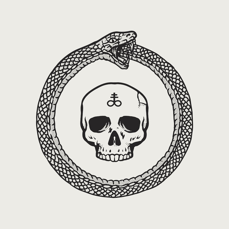Vettore cranio ouroboros