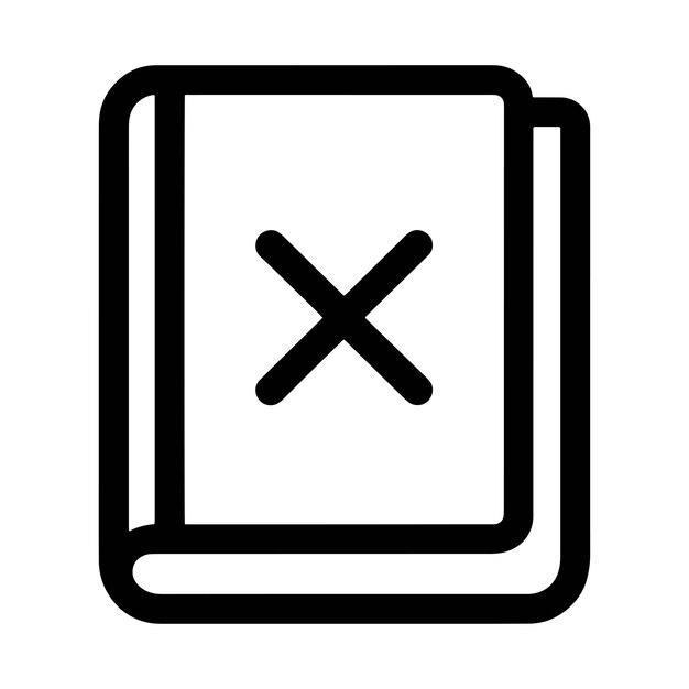 Creare un'icona minimalista di un libro chiuso con un simbolo X