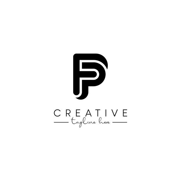 Creativa unica lettera FP PF iniziale basata su design di logo artistico elegante