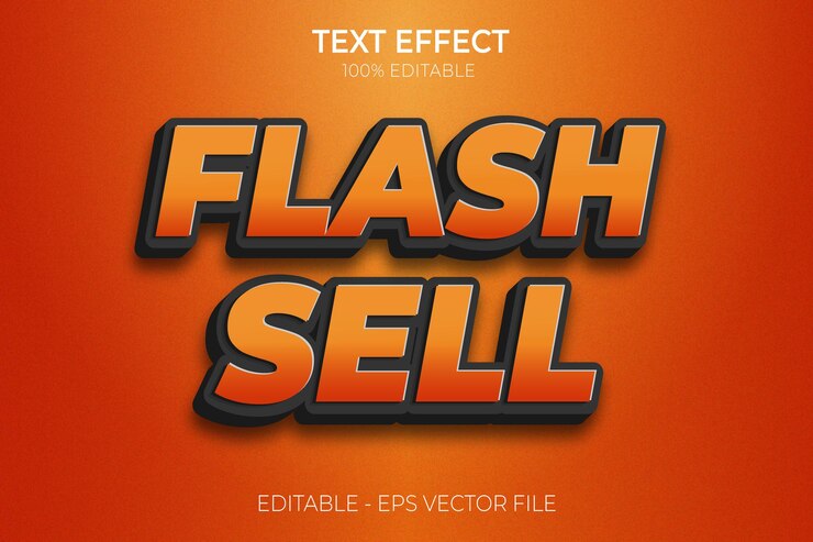 Creative 3D Flash Sale Gradient Color Text Effect premium vector