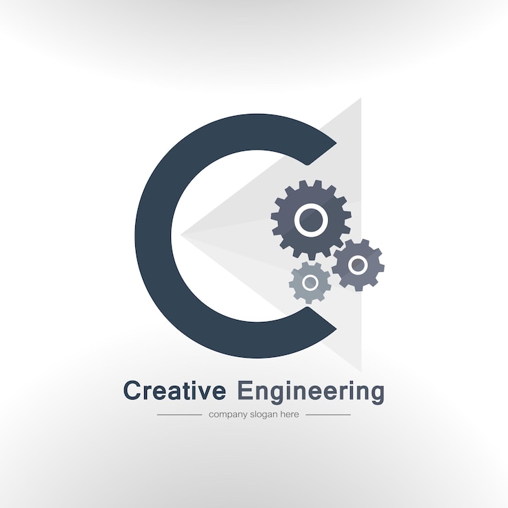 Vettore creative engineering logo design vector template modern engineering company c letter logo con gear
