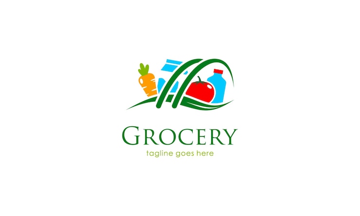 Creative Grocery Shopping Logo Design Logo Concept per il marchio Business Retail Shop Commerce