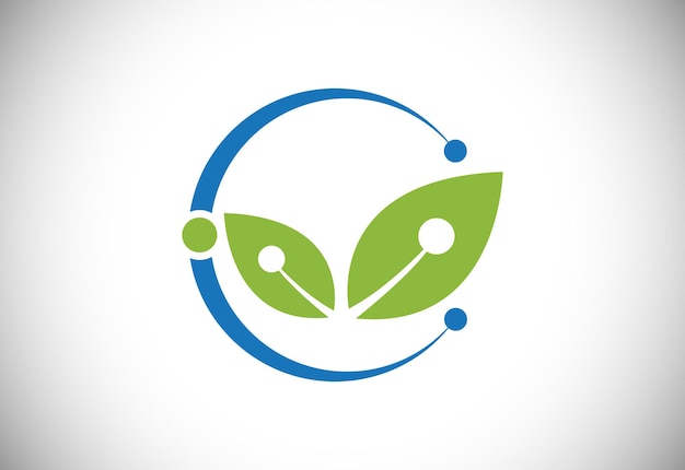 Creative Leaf Technology Logo Design Template, Green Technology logo design concept