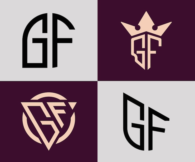 Vettore creative simple initial letters gf logo designs bundle