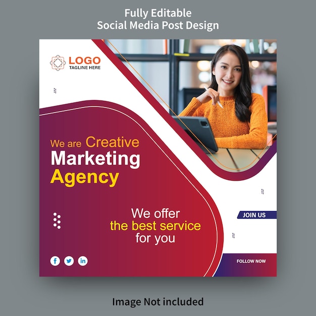 Creative Social Media Post Design che dice Agenzia di marketing