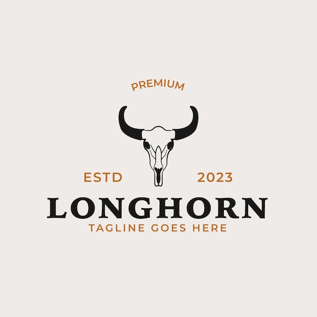 Creative vintage texas longhorn country western logo design concetto illustrazione idea