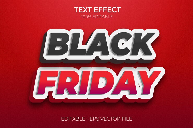 Creativo 3D Black Friday Modificabile effetto testo in grassetto stile testo vettore premium
