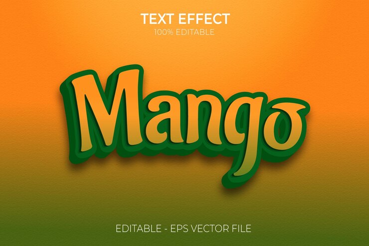 Creativo 3D Green Mango Text Effect Premium Vector