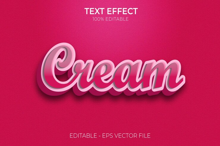 Creativo 3D moderno modificabile grassetto Word Cream effetto testo stile testo vettore premium