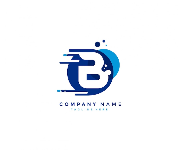 Vettore creativo astratto blu colore punti iniziale lettera b logo veloce