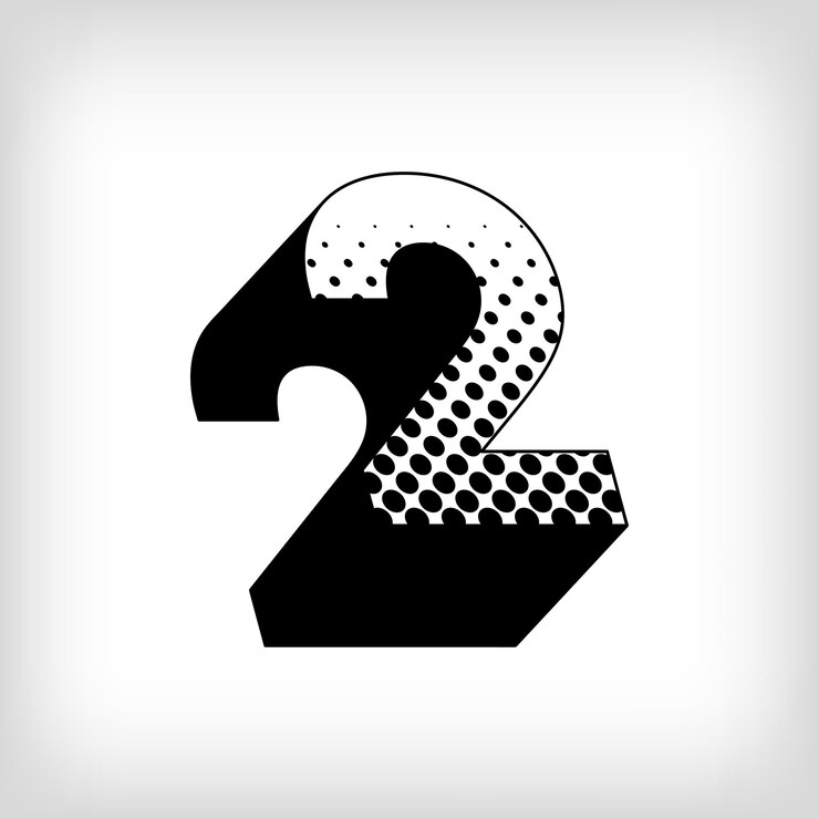 Vettore creativo ombra numero 2 pop art dot design sport e istruzione vettore sfondo moderno