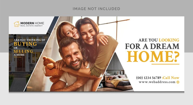 Creativo Real Estate Billboard Template Design con forme astratte