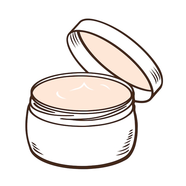 Crema per il viso per le donne Cura della pelle cosmetica Illustrazione vettoriale isolata disegnata a mano