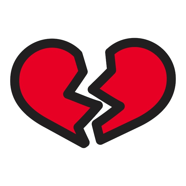 Crepacuore rosso cuore spezzato o stile piatto divorzio