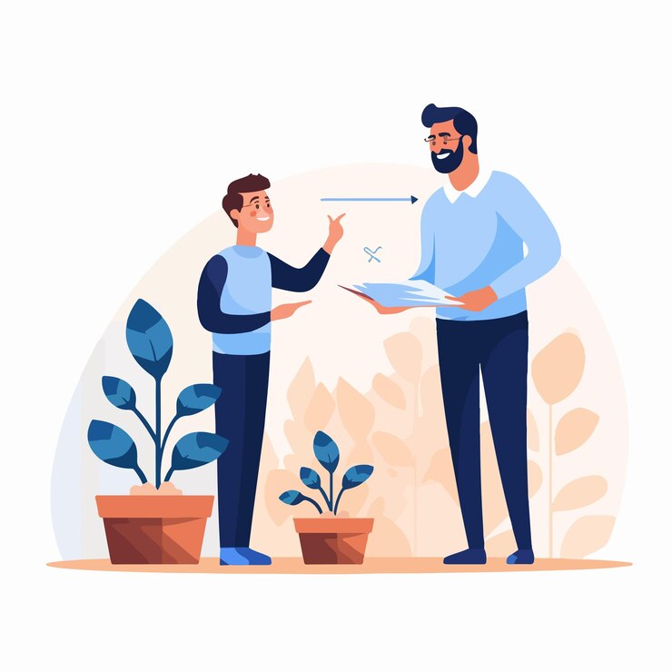 Vettore crescita professionale dei dipendenti attraverso coaching personale e mentoring