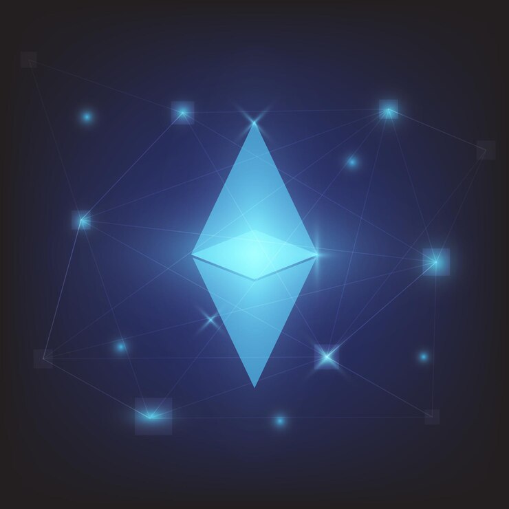 Vettore crittografia di valuta digitale vettoriale su tecnologia moderna scura blockchain e linea di concetto di finanza e luce grafica computerizzata