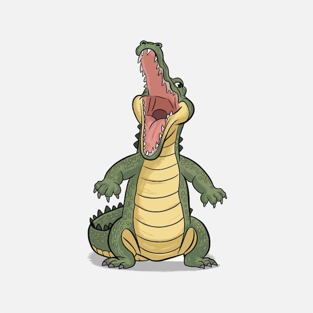 Crocodile Cartoon Character Design di modelli vettoriali premium