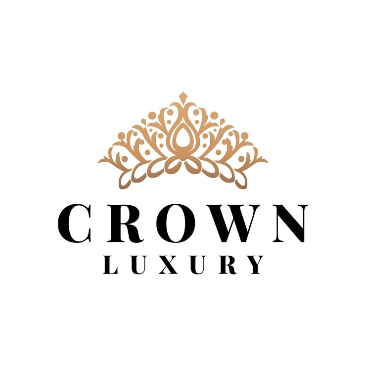Crown logo design semplice bellissimo gioiello di lusso re e regina principessa modello reale illustrazione