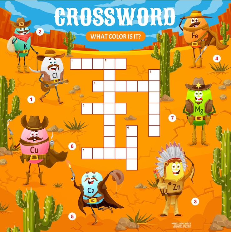 Vettore cruciverba quiz griglia cartone animato cowboy vitamine