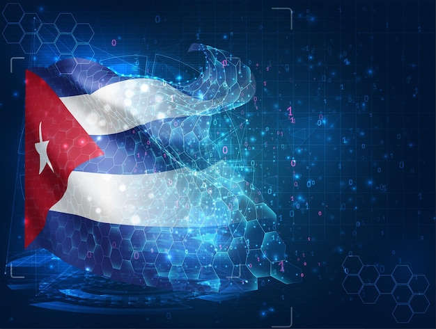 Cuba vettore bandiera virtuale oggetto 3D astratto da poligoni triangolari su sfondo blu