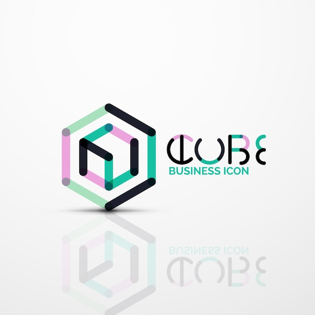 Cube idea concept logo line design geometric brand company logotype emblem abstract business identity shape