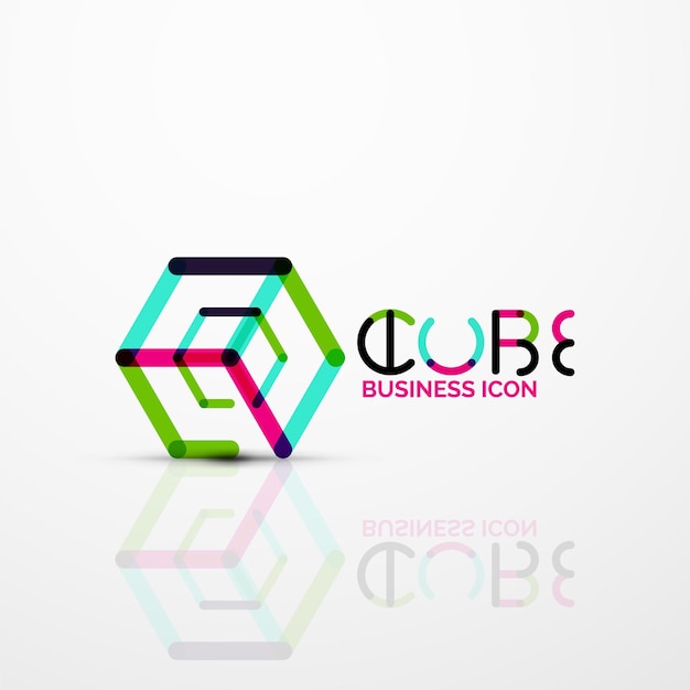 Cube idea concept logo line design geometric brand company logotype emblem abstract business identity shape