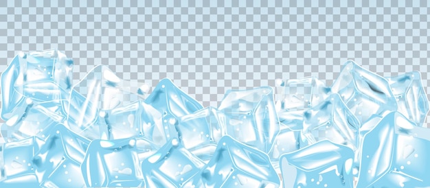 Cubetti di ghiaccio insieme realistico d illustrazione vettoriale