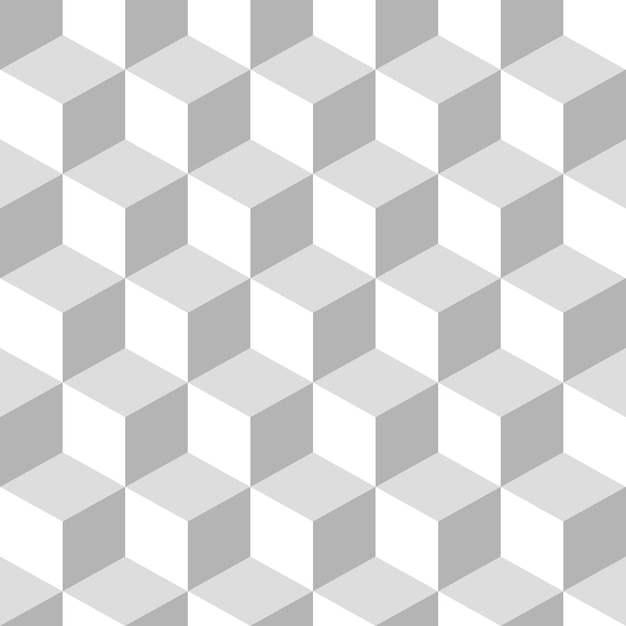 cubi 3d disegno geometrico sfondo vettoriale senza soluzione di continuità in scala di grigi