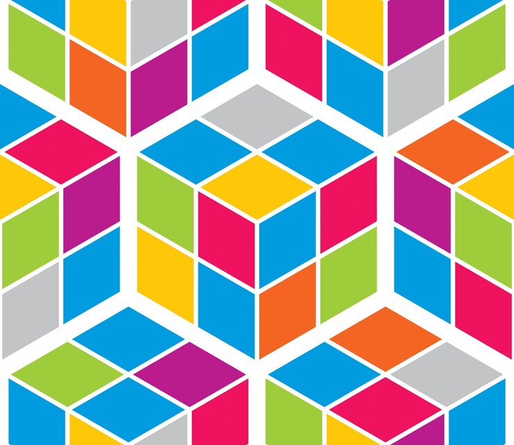 Vettore cubi geometrici astratto modello senza cuciture, sfondo vettoriale 3d. illustrazione infinita del disegno di linea di ingegneria di stile di tecnologia. utilizzabile per tessuto, carta da parati, avvolgimento, web e stampa.