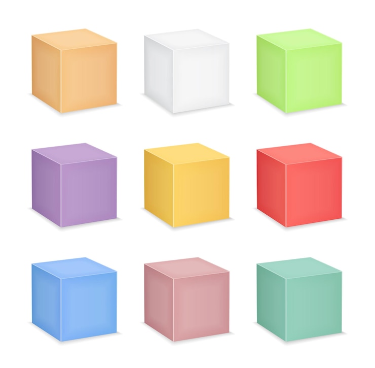 Vettore cubi su sfondo bianco 9 colori illustrazione vettoriale eps10