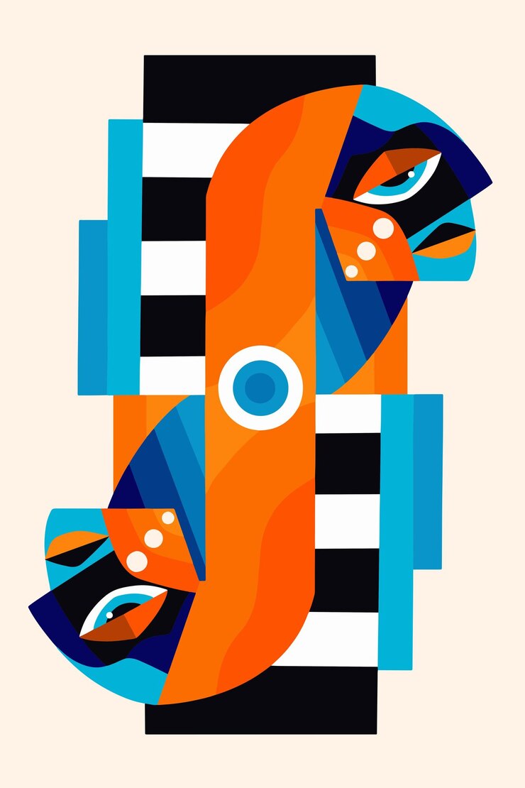 Cubismo Sticker Design illustrazione