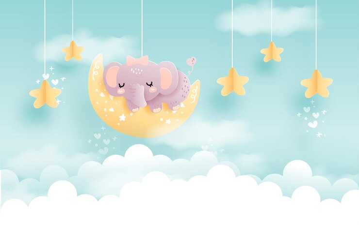 Vettore cucciolo di nuvola, elefante addormentato