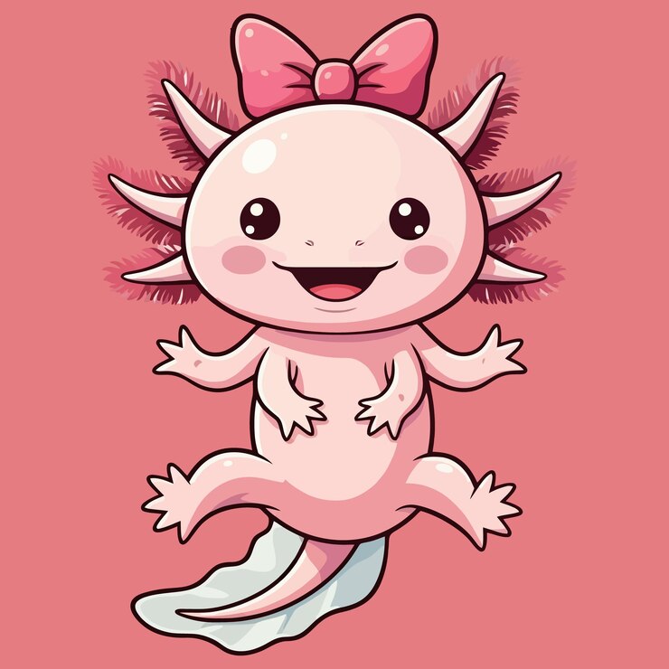 Cucina Axolotl Illustrazione con branchie colorate in acqua disegno vettoriale