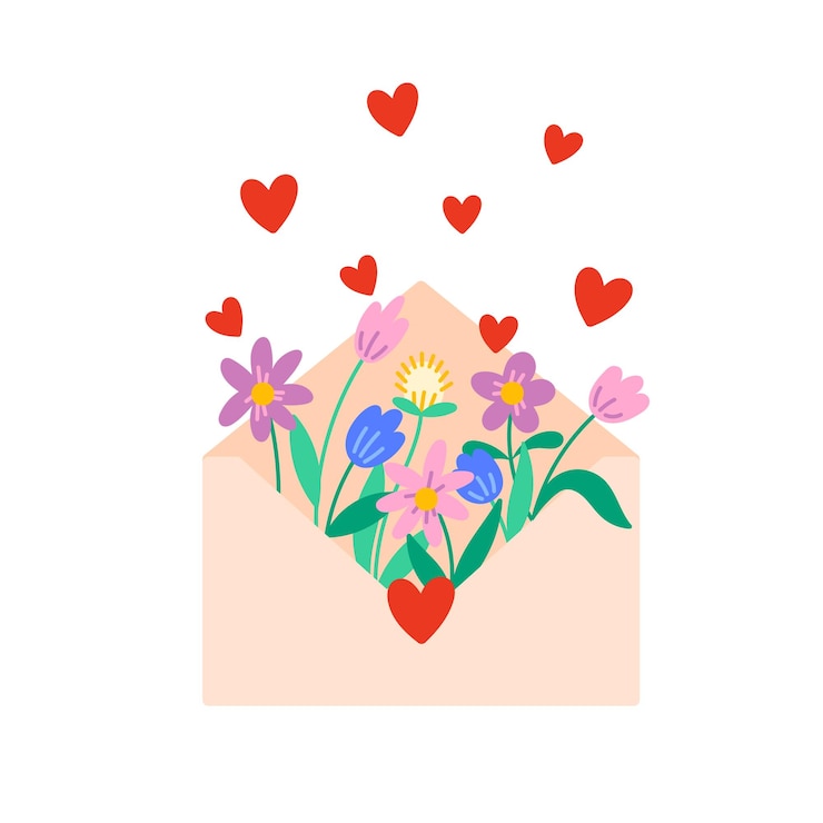 Vettore cucina busta con fiori e cuori visibili da esso vettore san valentino giorno della donna giorno della madre