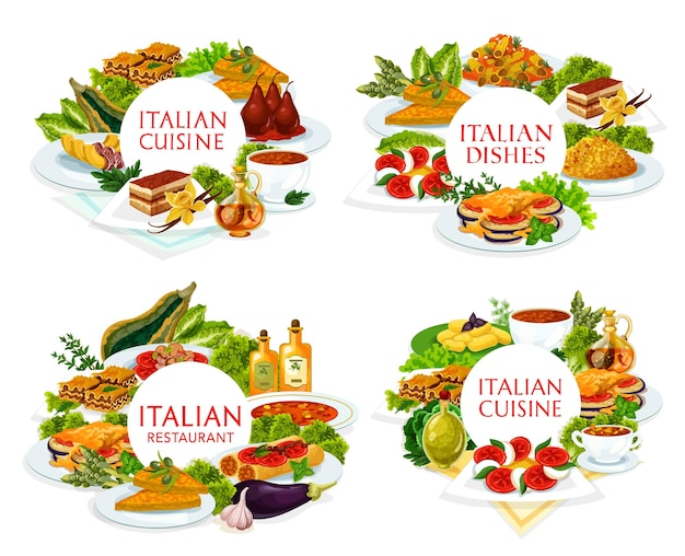 Cucina italiana Set di cornici rotonde per i pasti in Italia