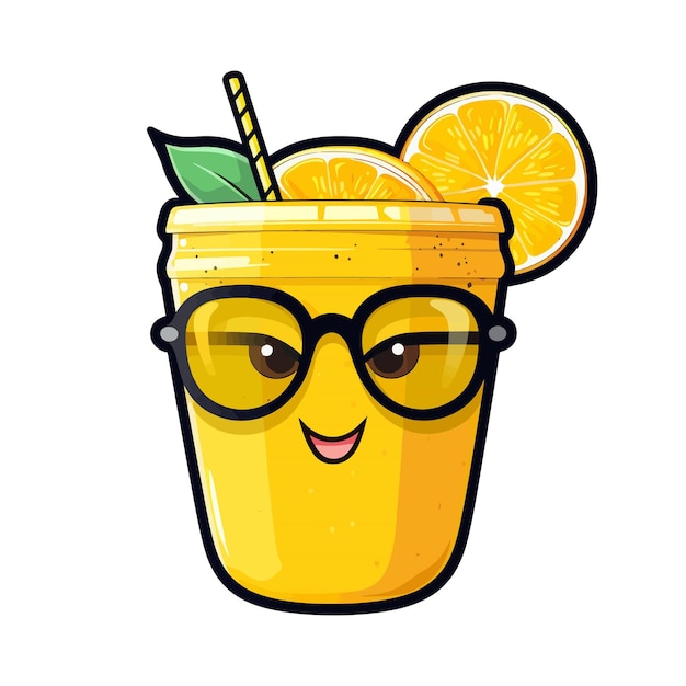 Cucina mascotte di limone che indossa occhiali da sole Illustrazione vettoriale
