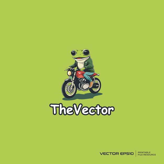 Cucina rana in moto mascotte vettoriale logo personaggio illustrazione di cartoni animati eps10